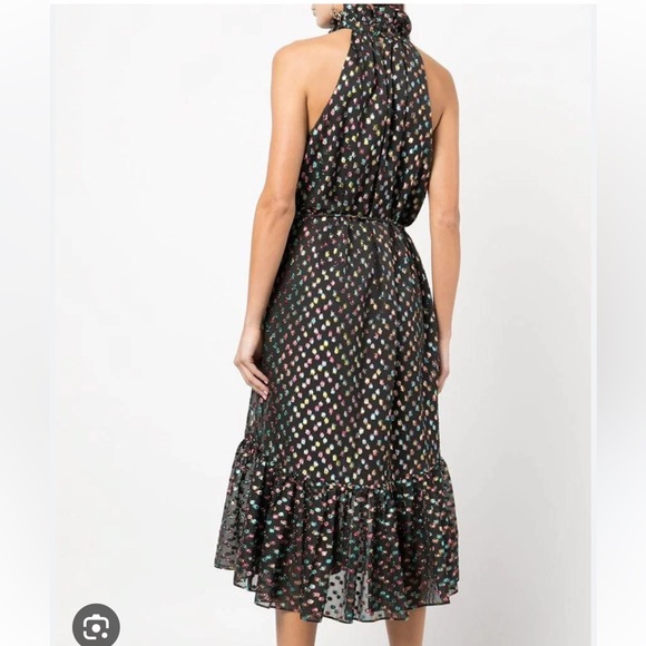 NWT MISA Los Angeles Winona rainbow dot print halter neck dress - Picture 4 of 11